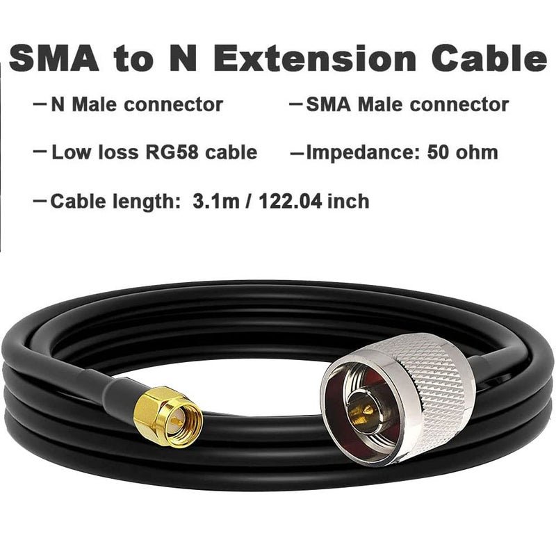 onelinkmore Low Loss RG58 N Male to SMA Male Antenna 10FT RF Coaxial Cable and Two-Way Radio Applications Pure Copper 50 ohm Cable for 3G/4G/5G/LTE/ADS-B/Ham/GPS/WiFi/RF Radio to Antenna - Image 4